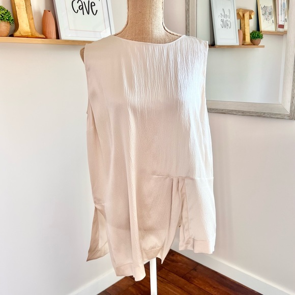 Fabiana Filippi Tops - Fabiana Filippi High Neck Champagne Silk Sleeveless Blouse